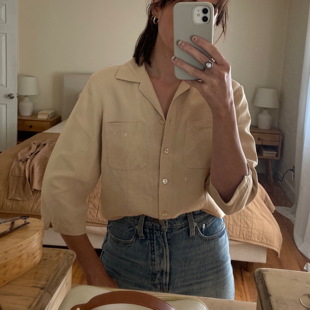 Vintage silk button up top